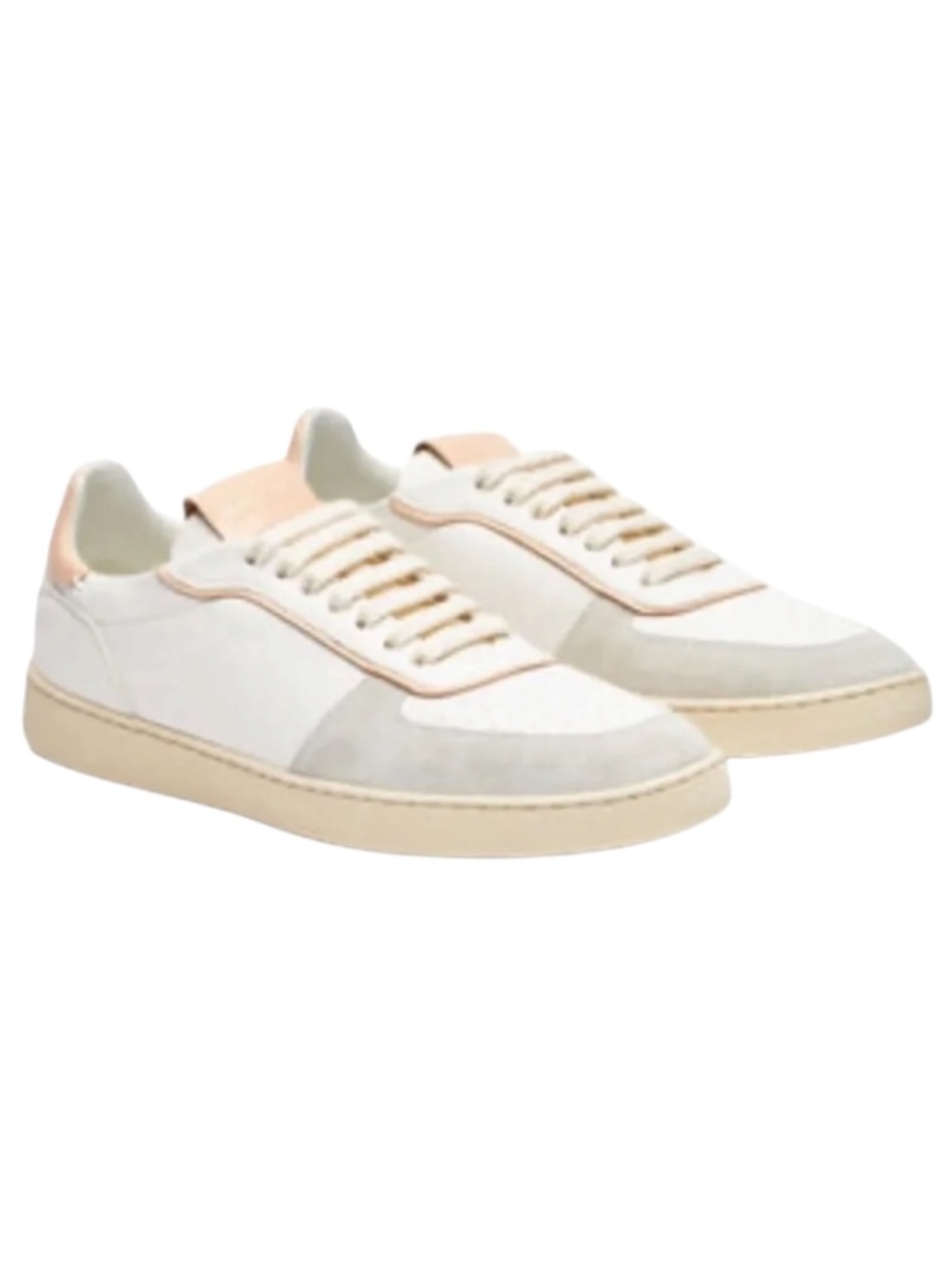 Stuart Weitzman Courtside Light Grey White Pink Leather Sneakers Size 6 NWOB